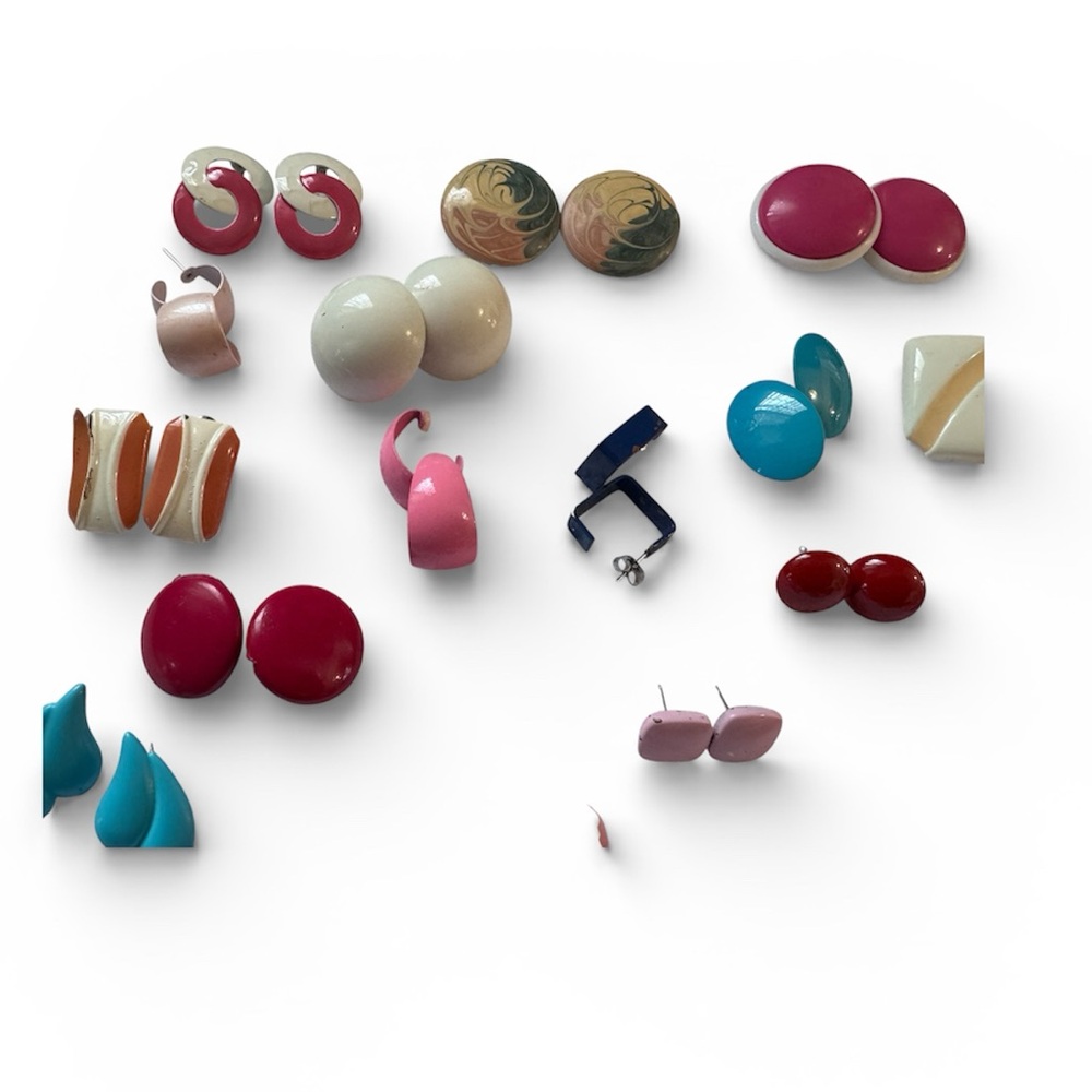 80s Colorful Vintage Earring LOT - Picture 3 of 6